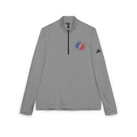 Adidas® Embroidered Quarter-Zip Pullover Blue/Red